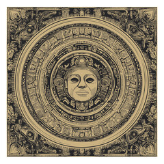 Obraz premium The design features a modern circular pattern reminiscent of the Aztec calendar stone style