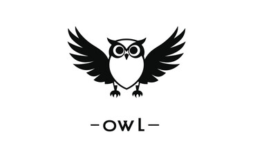 Obraz premium A modern owl design is set against a white background, depicting a bird that is classified as a wild animal, showcased through modern illustration