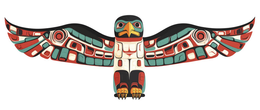 A hand drawn eagle totem is depicted in Duncan's modern illustration style
