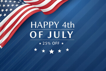 Naklejka premium Happy 4th of July Sale Background with American Flag