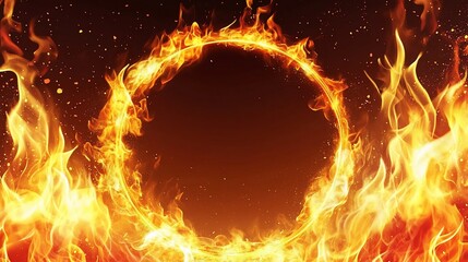 Fiery ring inferno backdrop, dark sparks