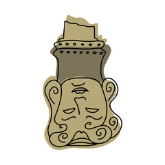 Madiza Gorgon column base in a Byzantine underground water reservoir in Istanbul. Popular tourist attraction site in Turkey. Linear sketch hand drawn vector illustration.