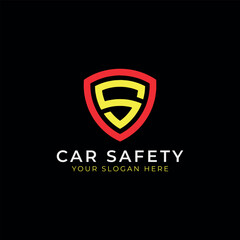 car rental insurance safety and car repairing detailing logo design vector