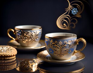 kunstvolle, elegante Kaffeetasse