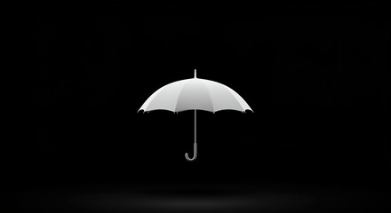 White umbrella on a black background  