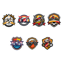 Bicycle and Motorcycle Logo Designs Sporty Badges