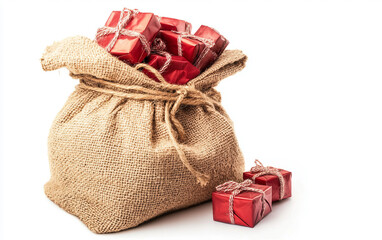 Santa Gift Bag Classic Style Isolated On White Background.