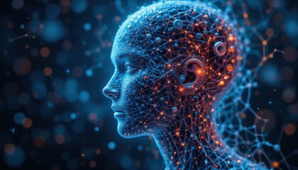AI Neural Network Profile in Digital Landscape