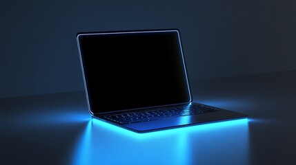 Sleek black laptop on a dark background