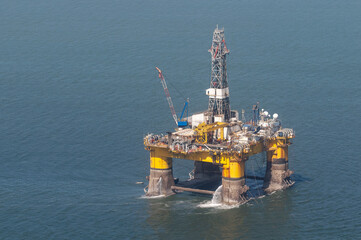 Oil drilling rig near Namibia, Africa.