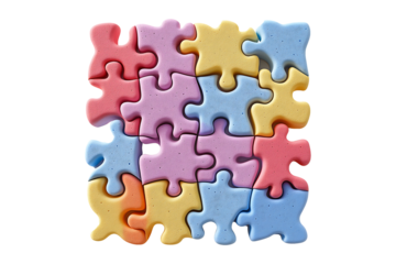 Foam Puzzle Isolated on Transparent Background PNG Image.