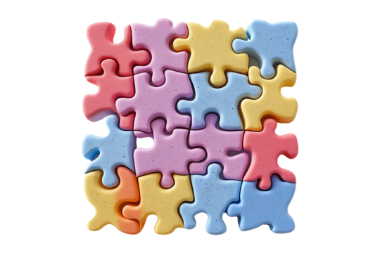 Foam Puzzle Isolated on Transparent Background PNG Image.
