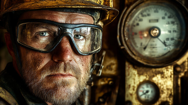 Oil driller monitoring drill bit penetration depth. Featuring technical expertise