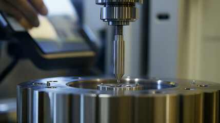 Oil extraction engineer configuring drilling machine for optimal output. Featuring machine settings adjustment