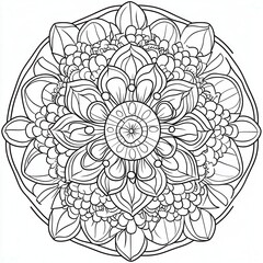 Detailed floral mandala pattern with intricate petal and circle designs