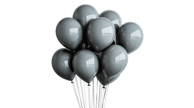 grey balloons isolated on white background , transparent png  - Powered by Adobe
