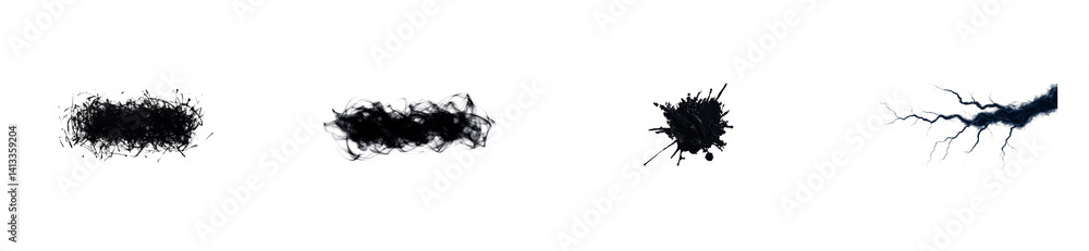 Wall mural unique black abstract shapes with a transparent background for design