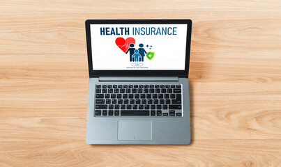 Fototapeta premium Health insurance web site modish registration system for easy form filling