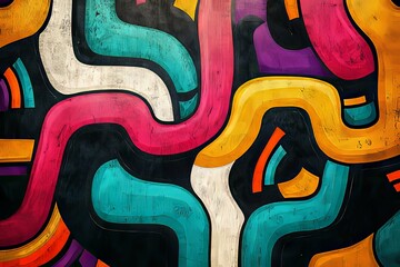 Colorful Abstract Lines and Shapes on a Dark Textured Background