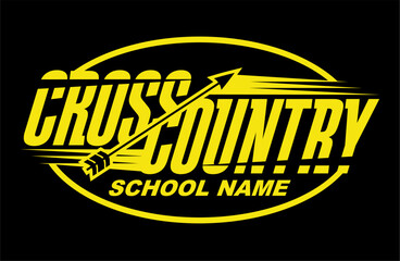 cross country team design with arrow for school, college or league sports