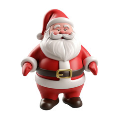 Adorable cartoon Santa Claus character with rosy cheeks and red suit, styled in smooth glossy design on transparent background, concept of Christmas joy
