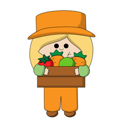 Cute girl farmer with harvest in color