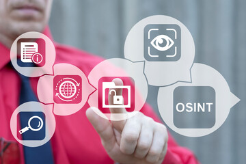 OSINT or Open Source INTelligence Investigation Volunteering Social Surveillance Concept. Open data access. Open source analysis. Cyber analytics. Data gathering. Open data database.