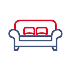 Modern red and blue sofa design in minimalist style  