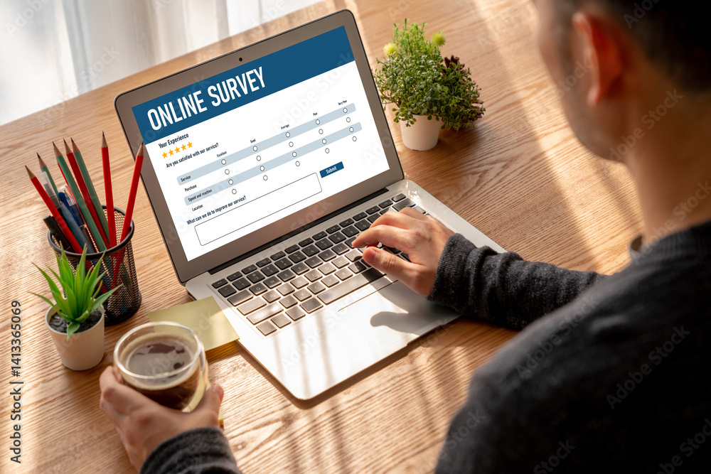 Poster online survey form for modish digital information collection on the internet network
