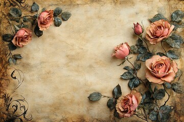 Beautiful vintage background features flowers and lovely floral decorative accents