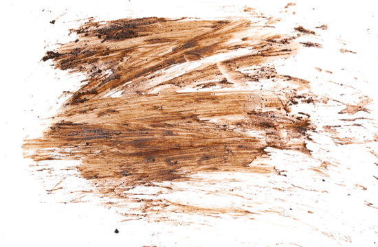 Wet mud, stains texture isolated on white background, top view	