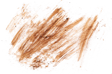 Wet mud, stains texture isolated on white background, top view	
