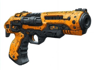Fototapeta premium Compact Weapon Design Featuring Vibrant Orange and Black Colors