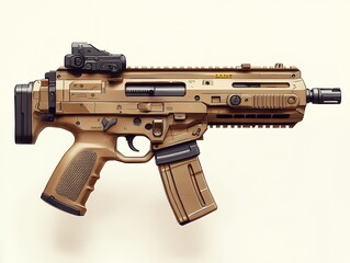 Compact Firearm Illustration Featuring Modern Design and Details