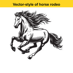Rearing Rodeo Horse Line Art – Black & White Vector Illustration