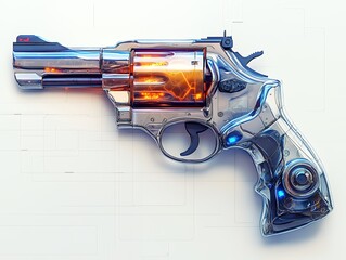 Futuristic Transparent Revolver With Glowing Details and Advanced Design