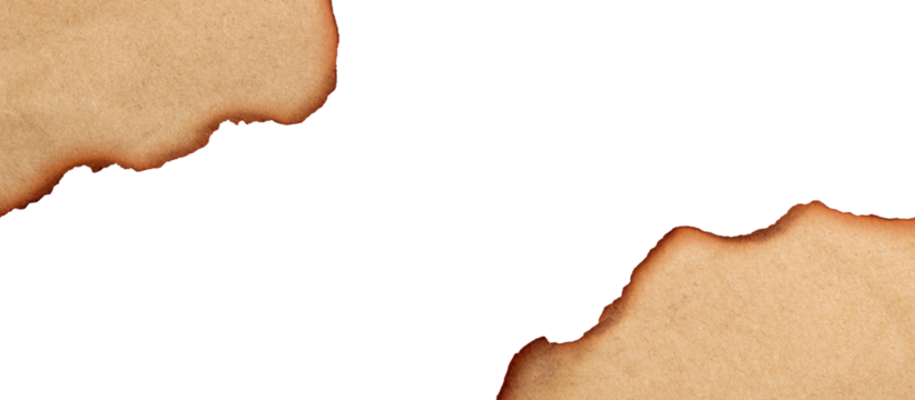 Burnt Torn Paper Edge with Horizontal Brown Scorch Marks on Transparent Background for Banner, Poster, Frame or Creative Design