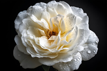 White rose top view isolated on black background