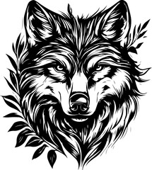 Fototapeta premium animal, wolf, vector, head, dog, illustration, tattoo, lion, wild, cartoon, wildlife, mammal, face, black, tribal, nature, mascot, predator, cat, bear, design, silhouette, beast, drawing, tiger