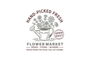 Hand picked fresh flower market, Vintage Flower Sign SVG T Shirt Design