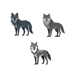 Obraz premium Three Wolves Grey and Black Wild Animals Nature