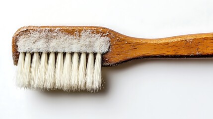 Dusty Wooden Brush with White Background.