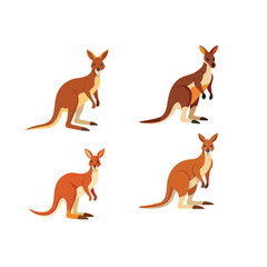 Four Kangaroos Australian Wildlife Icons Design,