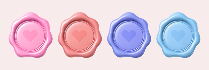 Wax Seal Stamp 3d Isolated Pastel Ancient Background Vintage Old Love Letter Message Certificate Heart Tag