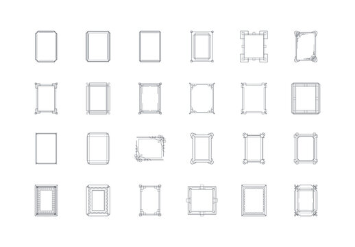 Black Monochrome Decorative Frame Illustration Set