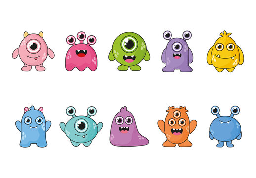 Cute And Fun Fantasy Monster Character Illustration Set