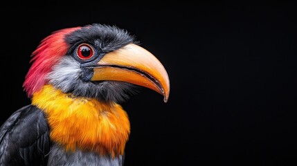Obraz premium Vibrant hornbill bird closeup detailed wildlife photography exotic avian nature image