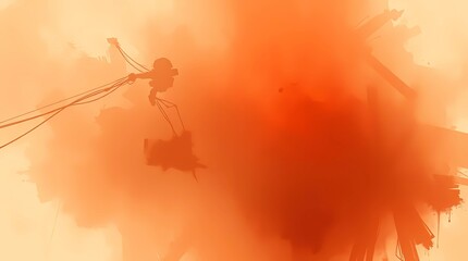 Fototapeta premium Abstract orange background with figure artistic design modern art wallpaper artwork