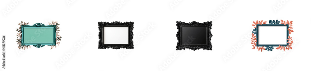 Wall mural various decorative frames with transparent backgrounds for design use