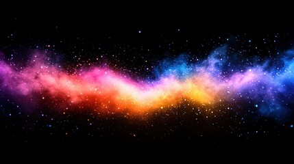 Vibrant nebulae in a cosmic landscape.  Colorful, swirling clouds of gas and dust.  Starlight sparkles throughout